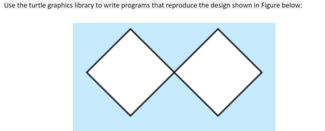 Use the turtle graphics library to write programs that reproduce the design shown in Figure below:
