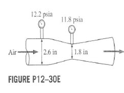 12.2 psia
11.8 psia
Air
2.6 in
1.8 in
FIGURE P12-30E
