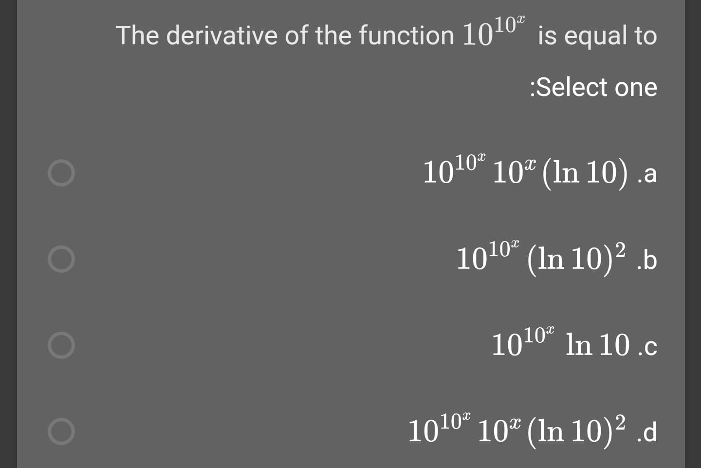 The derivative of the function 1010 is equal to
