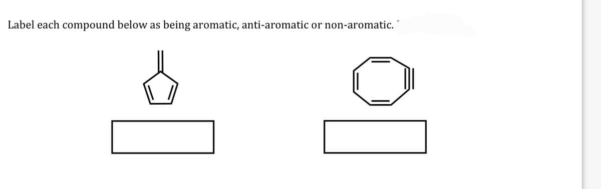 Label each compound below as being aromatic, anti-aromatic or non-aromatic.