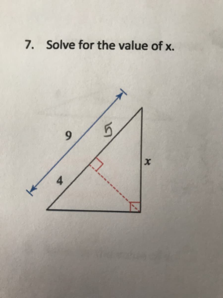 7. Solve for the value of x.
5.
