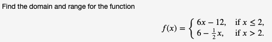 Find the domain and range for the function
