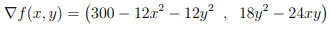V (r, y) = (300 – 12a² – 12y? , 18y² – 24:ry)
