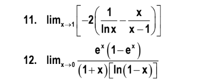 1
-2
Inx x-1
11. lim, »1
e (1-е)
(1+х) [n(1-х)]
12. lim,»0
