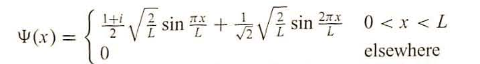 ) = { 1 + √² sin + + + √² sin ²²
√2
0
4(x) =
0 < x < L
elsewhere
