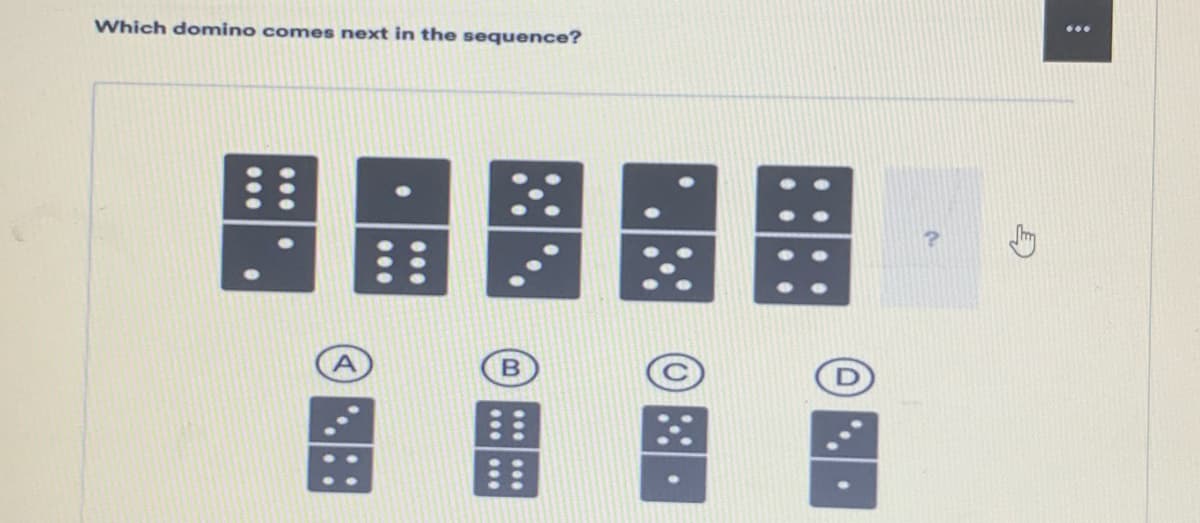 Which domino comes next in the sequence?
