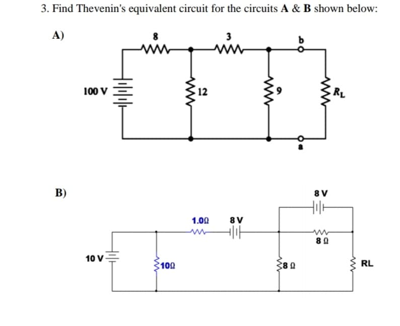 Thevenin's equivalent circuit for the circu
