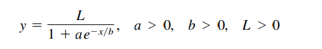 L
y
1 + ae¬x/b> a > 0, b > 0, L > 0
