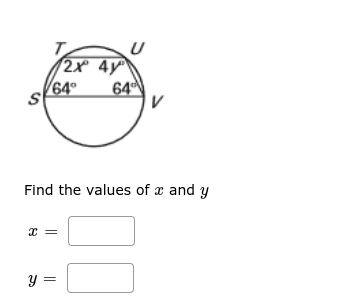 U
2x 4y
64
64
Find the values of x and y
y =
||
