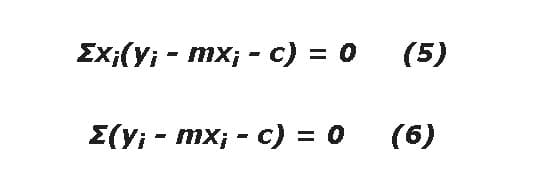 Ex;(yi - mx; - c) = 0
(5)
E(y; - mx; - c) = 0
(6)
