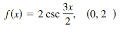 3x
f(x) = 2 csc
(0, 2 )
2
