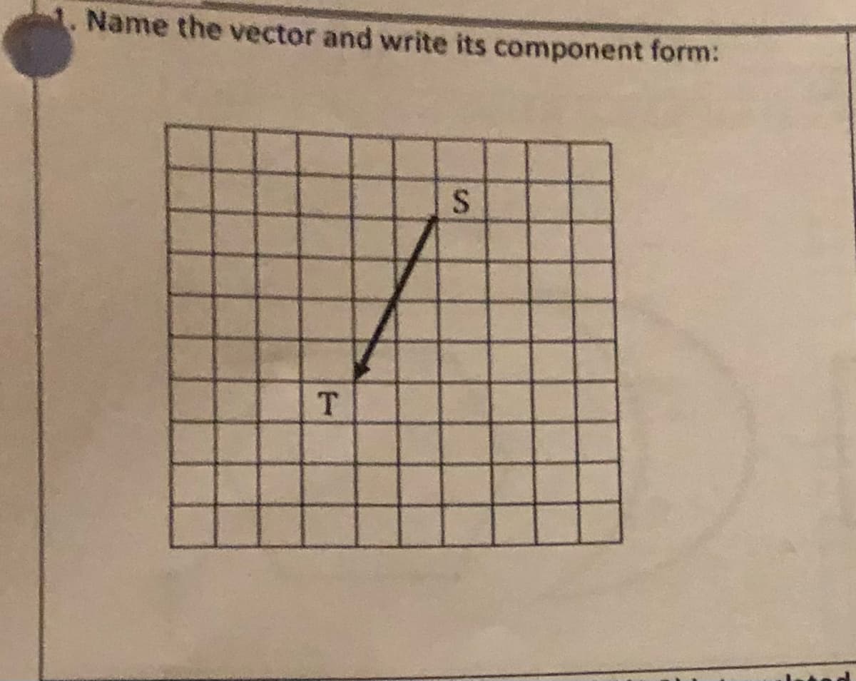 Name the vector and write its component form:
T.
