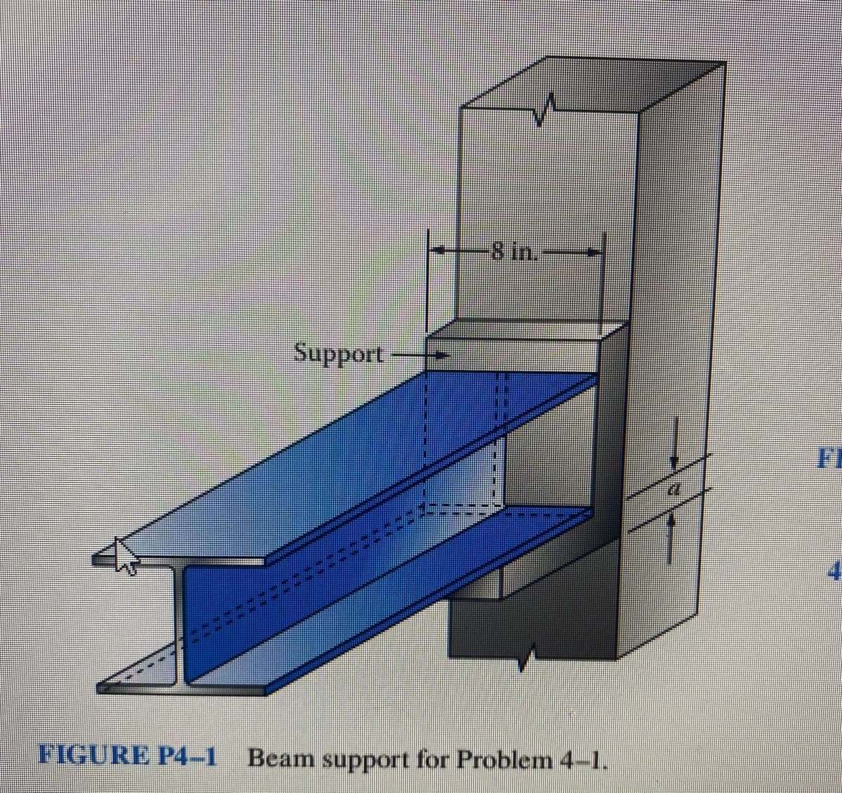 -8 in.-
Support
FI
FIGURE P4-1
Beam support for Problem 4-1.
