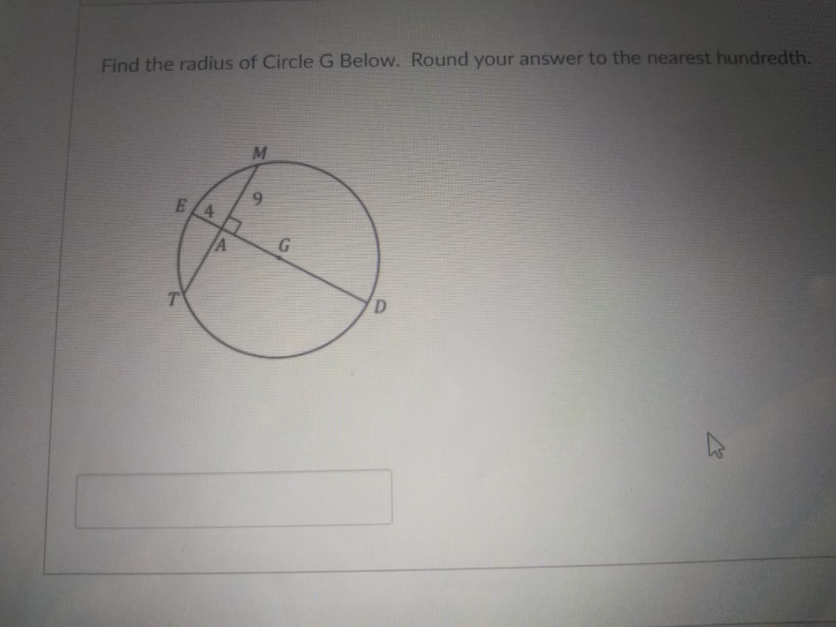Find the radius of CircleG Below. Round your answer to the nearest hundredth.
D.

