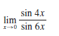 sin 4x
lim
10 sin 6x
