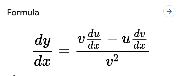 Formula
dy
du
dx
dv
dx
dæ
v2
