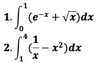 | (e-x + vx)dx
1.
2.
x²)dx
