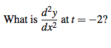 What is
d²y
at t = -2?
dx2
