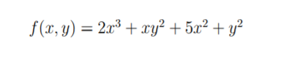 f(x, y) = 2x³ + ry² + 5x² + y²

