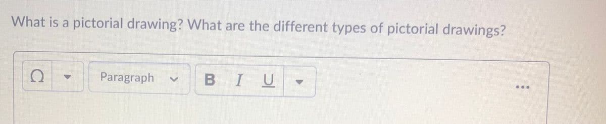 What is a pictorial drawing? What are the different types of pictorial drawings?
Paragraph
BIU
...
