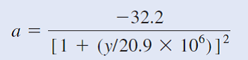 -32.2
[1 + (y/20.9 × 10°)]²
