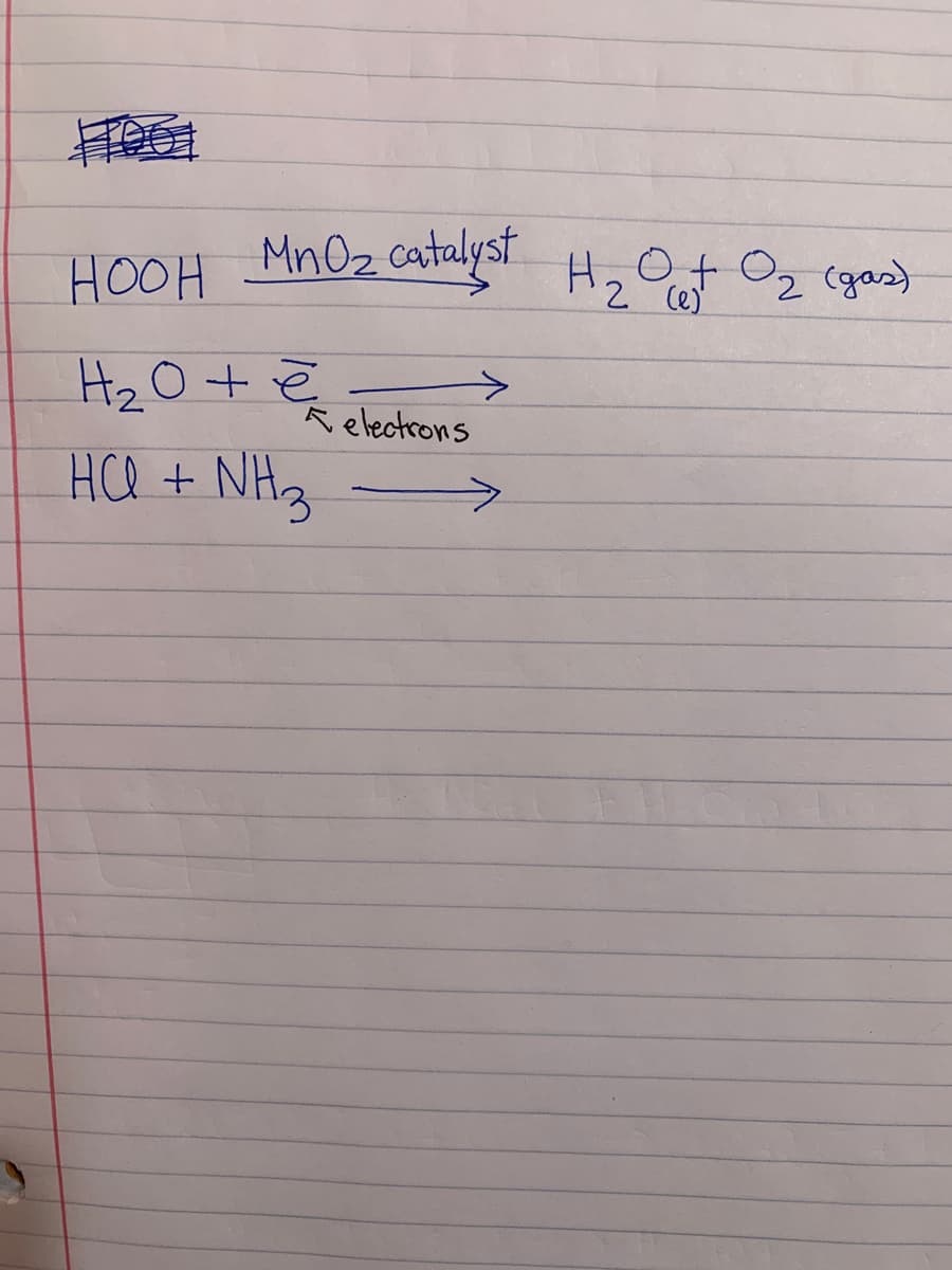 MnOz catalyst H,Ot 2 (gas)
HOOH
2 Ce)
->
Ho O+ ex electrons
HCA+
NH3
