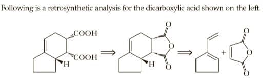 Following is a retrosynthetic analysis for the dicarboxylic acid shown on the left.
COOH
"СООН
