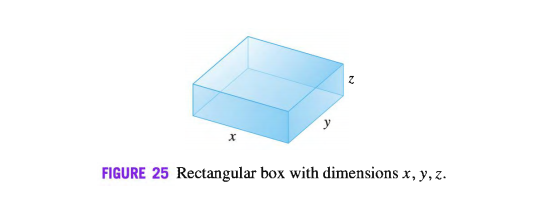 FIGURE 25 Rectangular box with dimensions x, y, z.
