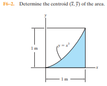 F6-2. Determine the centroid (7, ) of the area.
1m
