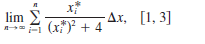 lim E
5 (x) + 4
-Ax, [1, 3]
