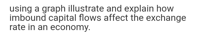 using a graph illustrate and explain how
imbound capital flows affect the exchange
rate in an economy.
