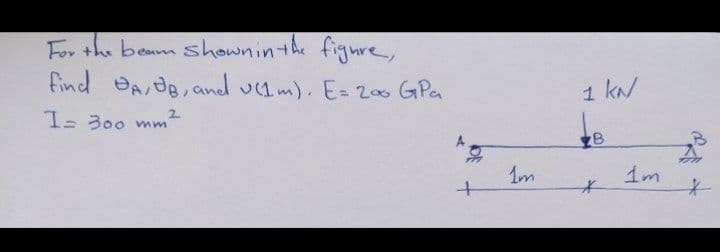 For the beam Showninthe fighre,
find OAd8,and v1m). E= Z00 GPa
1 k
3 300 mm
2.
1m
1m
