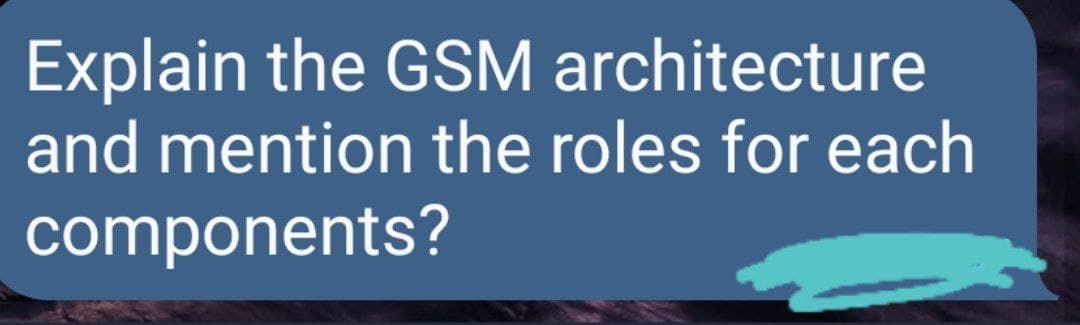 Explain the GSM architecture
and mention the roles for each
components?
