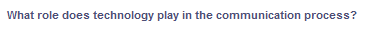 What role does technology play in the communication process?