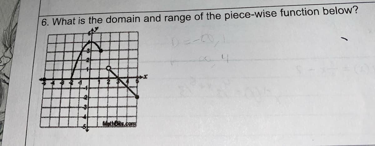 6. What is the domain and range of the piece-wise function below?
MathOts.com
4
