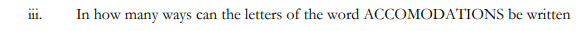 In how many ways can the letters of the word ACCOMODATIONS be written
111.
