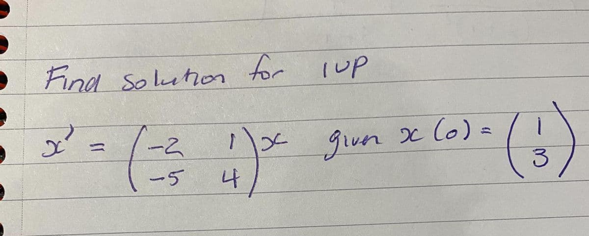for Iup
Solution
ハx gun
given
c C6) =
-2
4
