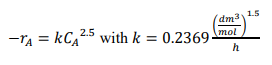 dm315
-Ta = kCa25 with k = 0.2369-
mol
h

