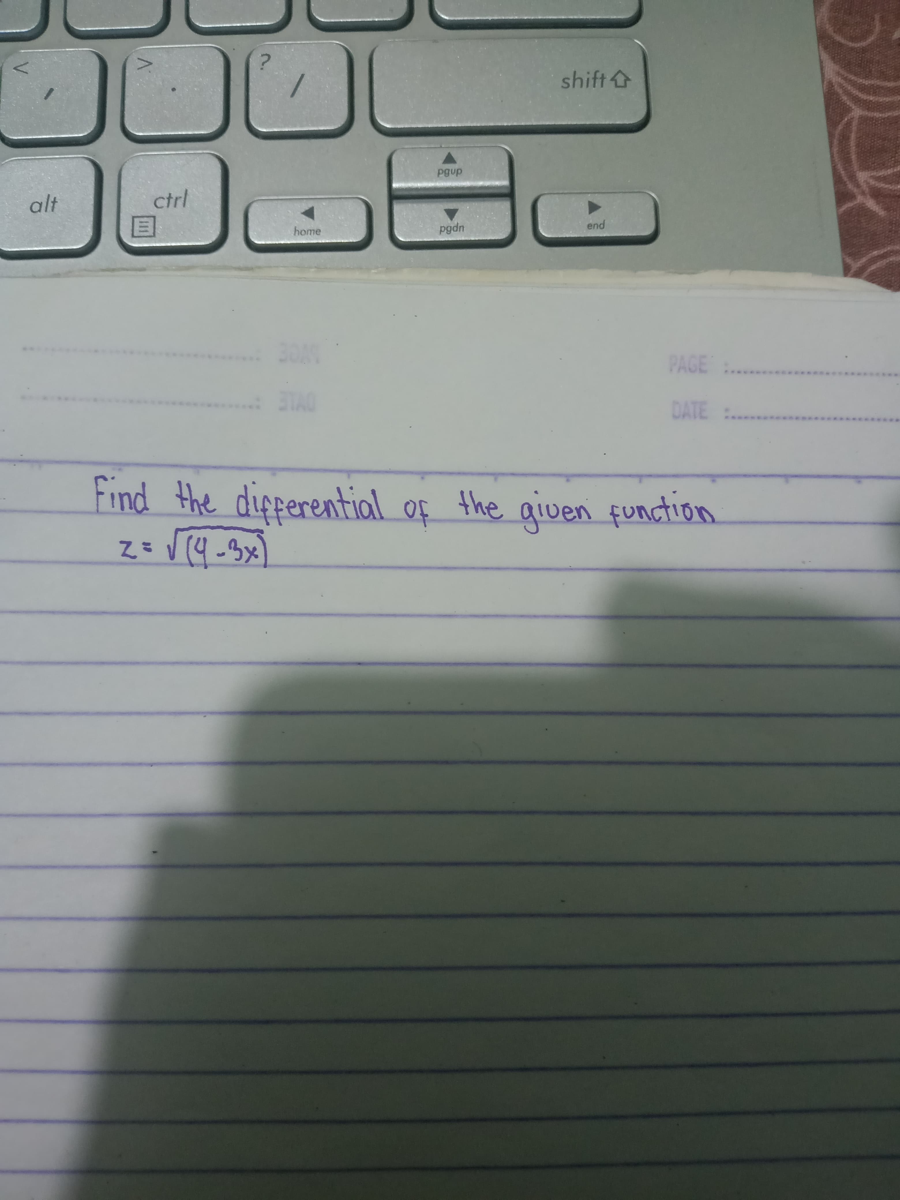 F of the given function
Find the dipperential
