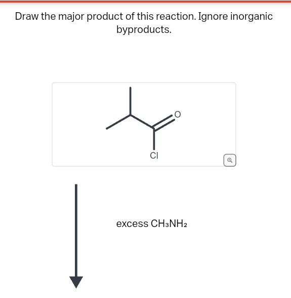 Draw the major product of this reaction. Ignore inorganic
byproducts.
CI
excess CH3NH2
✓