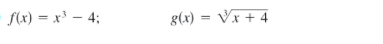 S(x) = x³ – 4;
g(x) = Vx + 4
