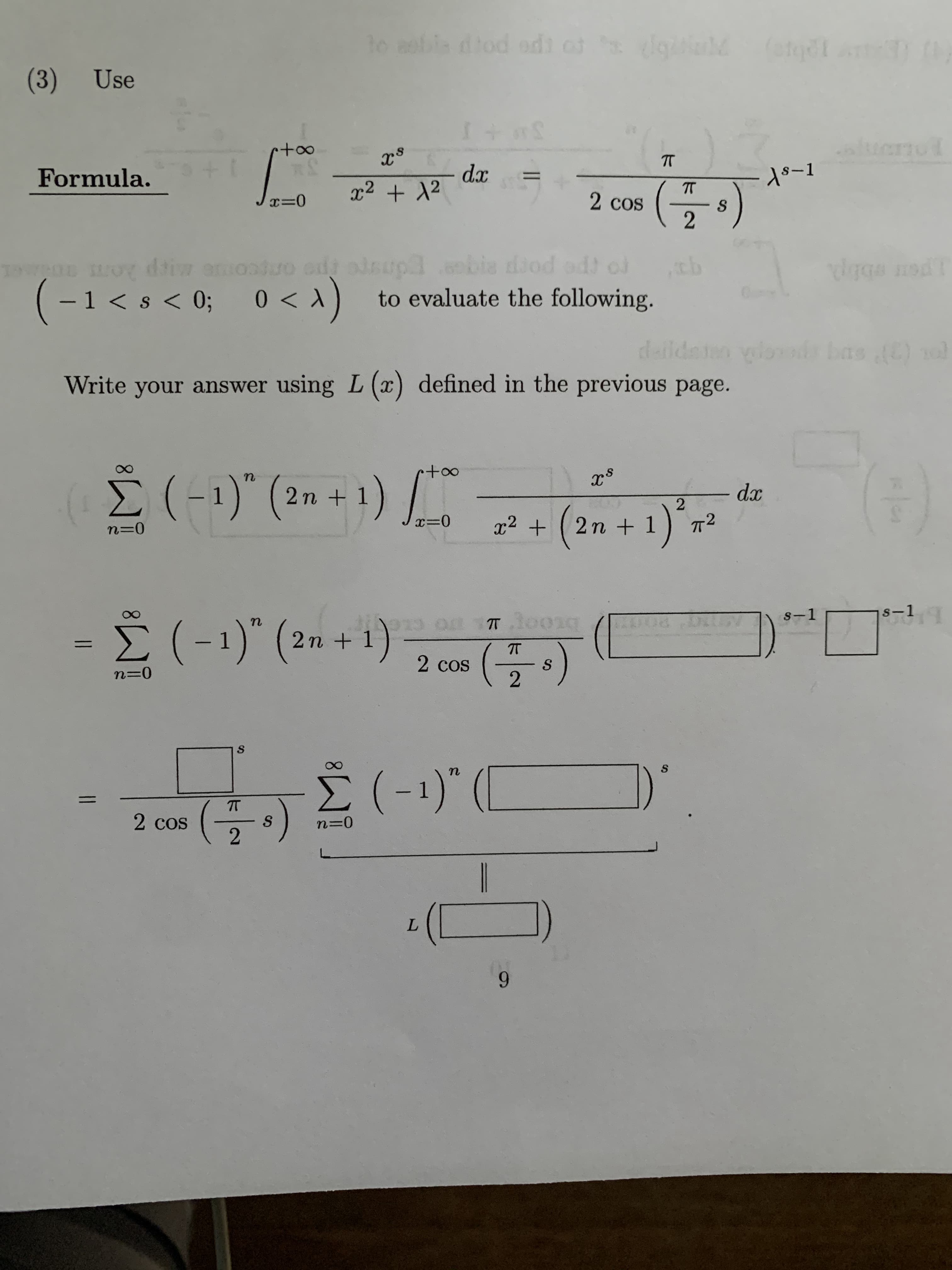 Write your answer using L (x) defined in the previous page.
E (-1)" (2n + 1) /
dx
g² + n + 1)´
( 27
x=0
n=0
2
