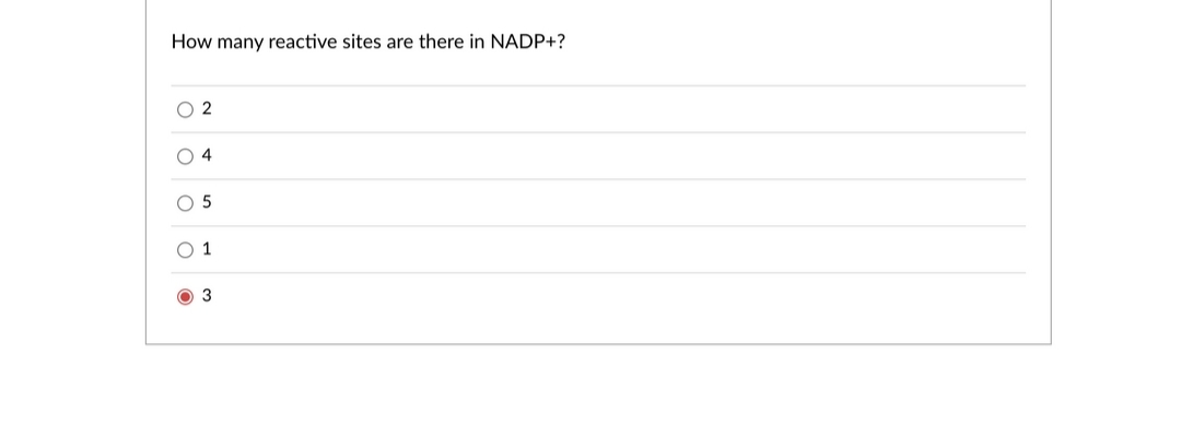 How many reactive sites are there in NADP+?
2
O 5
1
3
