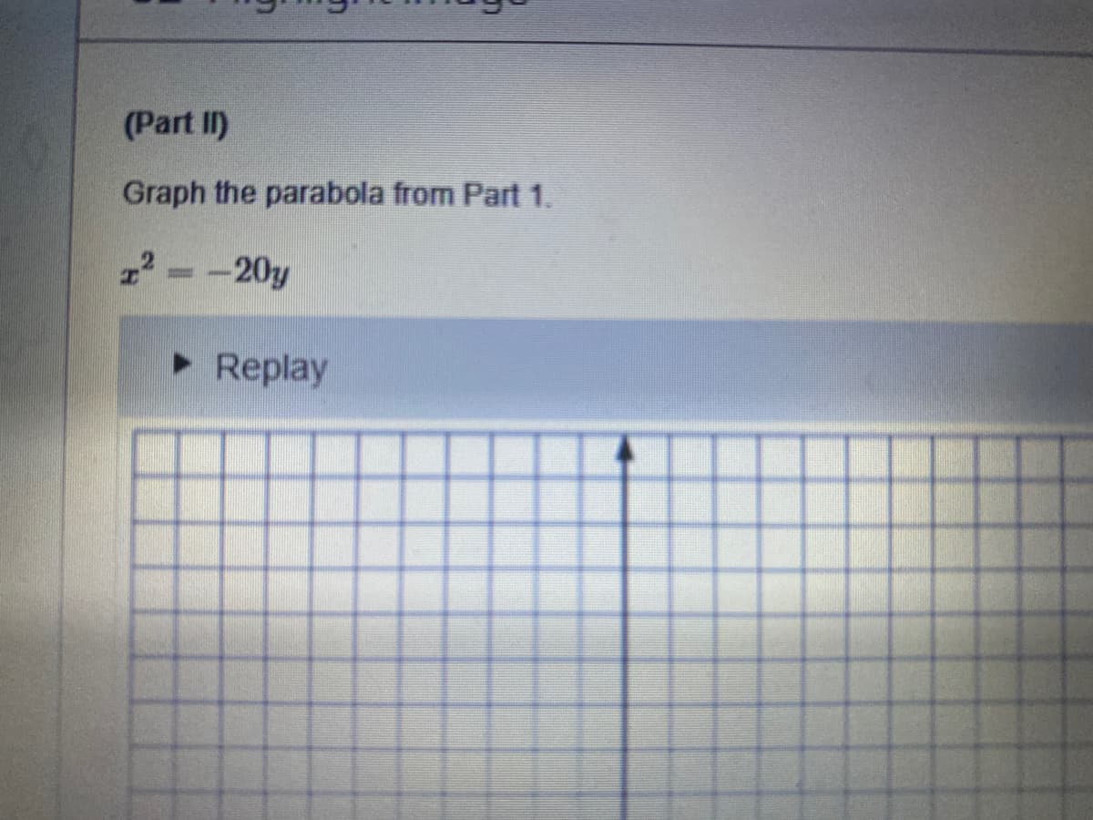 (Part II)
Graph the parabola from Part 1.
z² - -20y
• Replay
