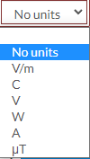 No units
No units
V/m
U > > < 5
с
W
