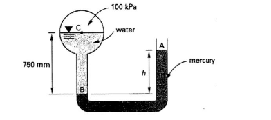 100 kPa
water
A
750 mm
mercury
