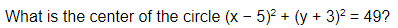 What is the center of the circle (x – 5)² + (y + 3)2 = 49?
