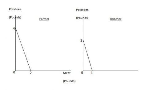Potatoes
(Pounds)
2
Farmer
Meat
(Pounds)
Potatoes
(Pounds)
3
0
1
Rancher