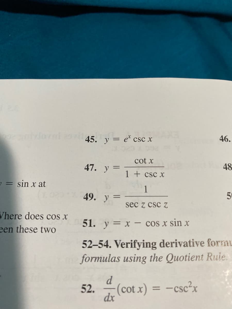 45. y = e csc x
