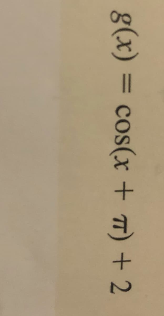 g(x) = cos(x + T) + 2
%3D
